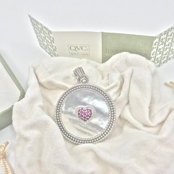 Judith Ripka Sterling Silver Mother of Pearl & Ruby Heart Pendant - Picture 9 of 10